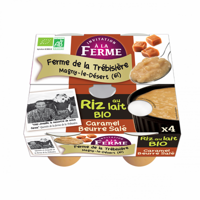 Riz au lait caramel fermier et bio 4x125g