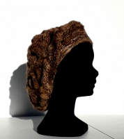 Béret chiné marron beige or t. 55-59