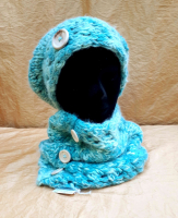 Béret et snood chiné bleu vert lagon t. 55-59