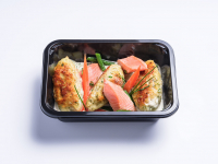 Kaesknepfle, truite et legumes