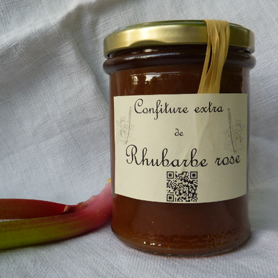 Confiture extra rhubarbe rose