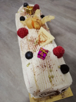 Bûche glacée vanille/framboise/pistache