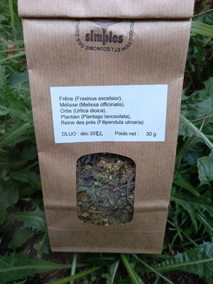 Tisane frêne, mélisse, ortie, plantain...