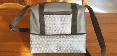 Sac à main simili imprimé gris/gris