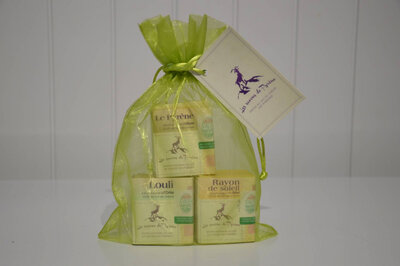 Coffret 3 savons: pyrène, louli, rayon soleil