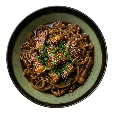 Boeuf aux oignons + riz jasmin du cambodge
