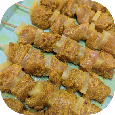 Brochettes ananas curry coco