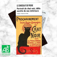Noir 74% bio - portrait de chat noir...