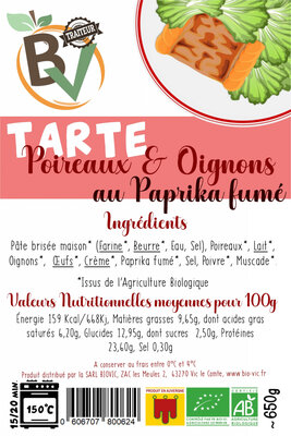 Tarte poireaux & oignons au paprika fumé 4/5p