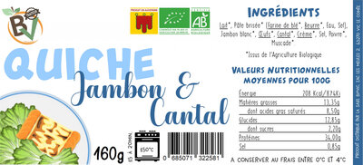 Quiche jambon & cantal