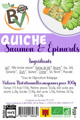 Quiche saumon & épinards 4/5 personnes