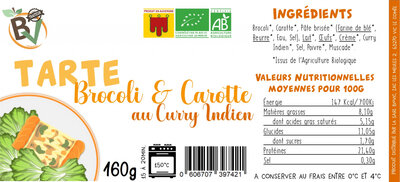 Tarte brocoli & carotte au curry indien