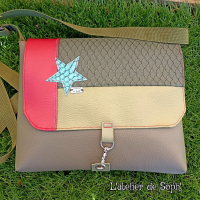 Sac bandoulière kaki/rouge