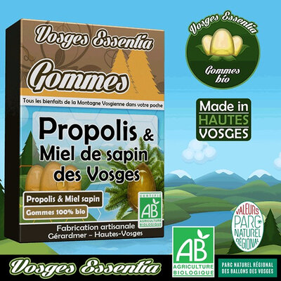 Gommes bio à la propolis et au miel de sapin