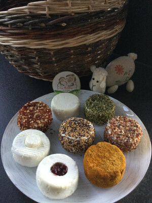 Fromage de brebis frais enrobé d'ail et fines