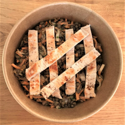 Dinde et salade de lentilles et carottes