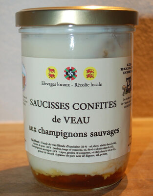 Saucisses confites veau champignons sauvages