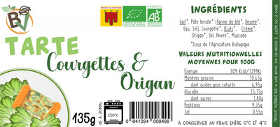 Tarte courgette & origan