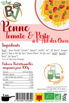Penne tomate & pesto ail des ours