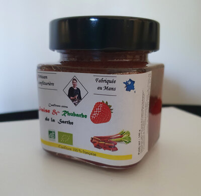 Confiture extra fraise rhubarbe sarthe 160g