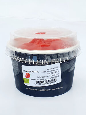 Sorbet plein fruit fraise sarthe 10 cl