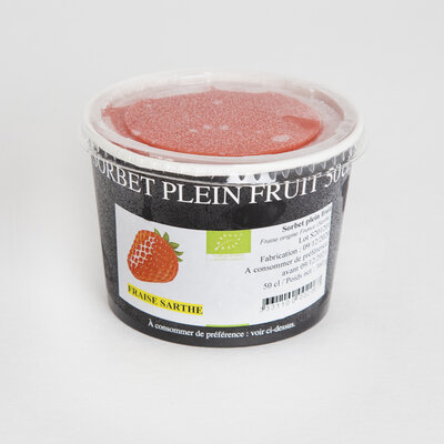 Sorbet plein fruit fraise sarthe 50 cl