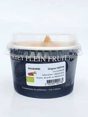 Sorbet plein fruit rhubarbe sarthe 10 cl