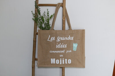 Cabas en toile de jute avec message
