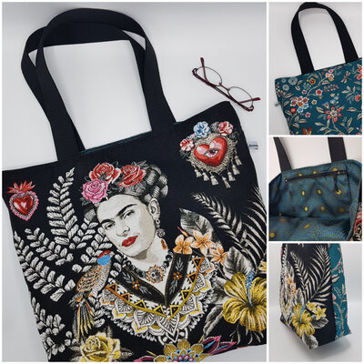 Sac jacquard frida noir