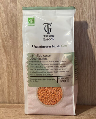 Lentilles corail décortiquées bio 500g