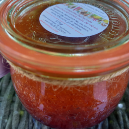 Nectarines et abricots sur coulis de mûres