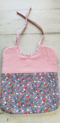 Bavoir rectangle framboise/liberty