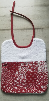 Bavoir rectangle blanc/bordeaux