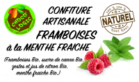 Confiture framboises à la menthe fraiche