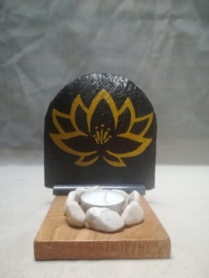 Bougeoir zen fleur de lotus - or