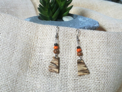 Boucles d'oreilles bois de hêtre échauffé
