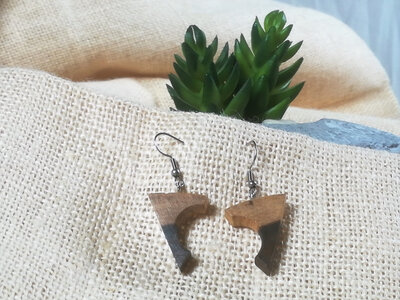 Boucles d'oreilles triangle en bois de cytise
