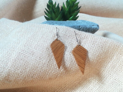 Boucles d'oreilles triangle en bois de chêne