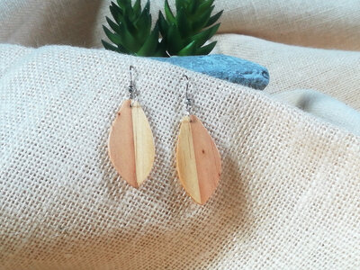 Boucles d'oreilles ovales en bois multi-esse