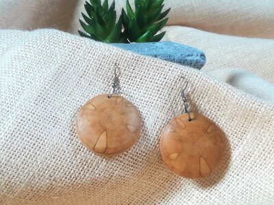 Boucles d'oreilles rondes et bombées en bois