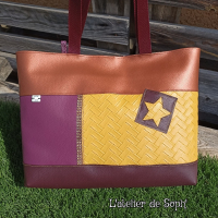 Sac à main prune/jaune /cuivré
