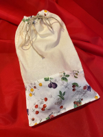 Sac à vrac-beige/blanc à motif-18cmx25cm