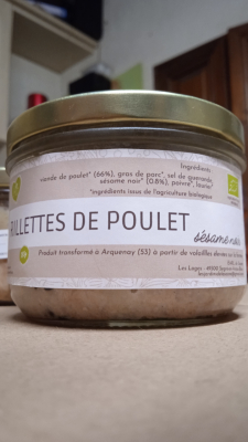 Rillettes de poulet au sésame noir