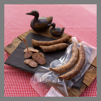 Saucisses de canard fumées