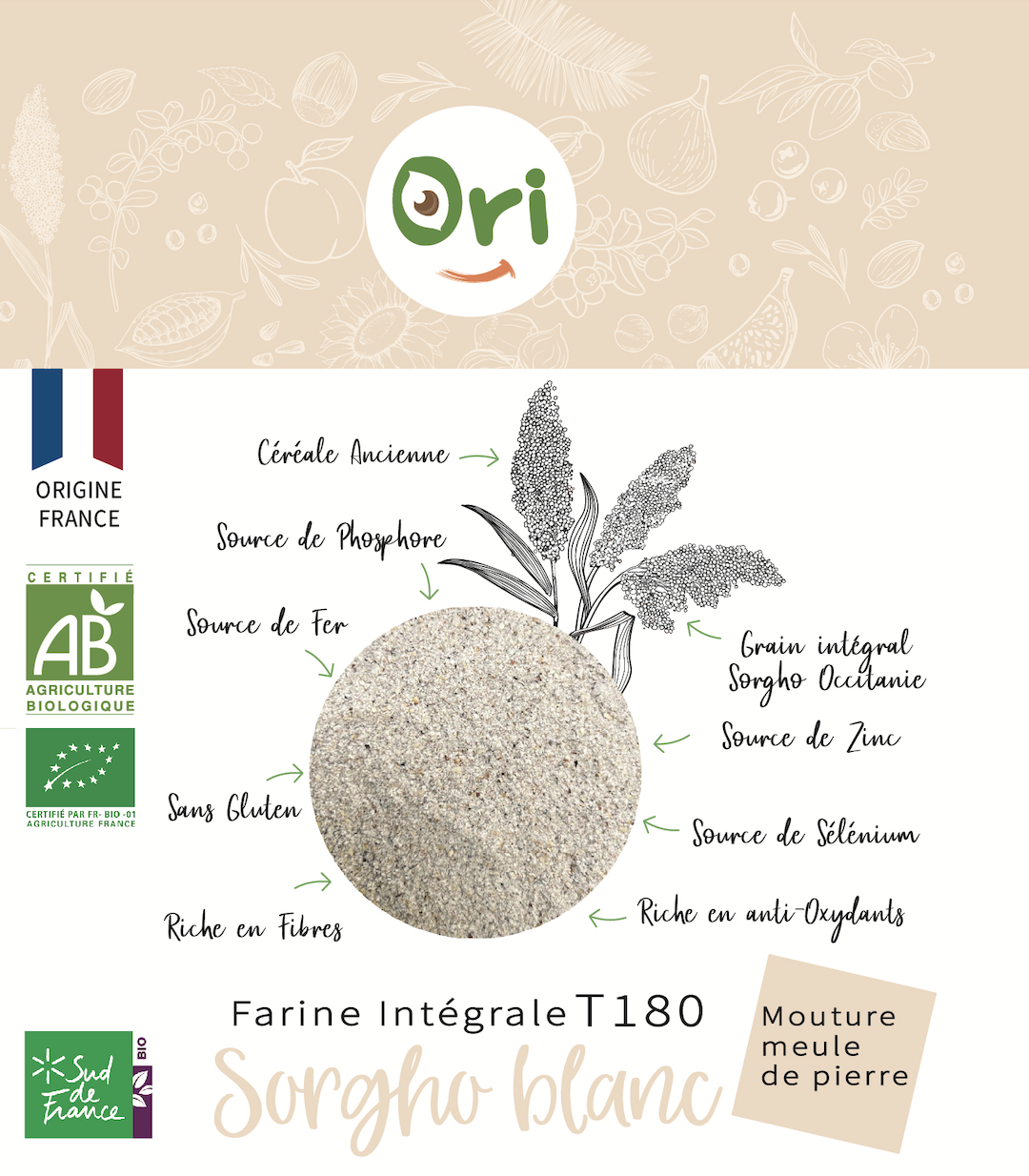 opgraven lid Kilometers Farine intégrale de sorgho occitan bio - 2 formats - Ori Sorgho - Locavor.fr