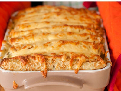 Gratin crêpes munster et lardons