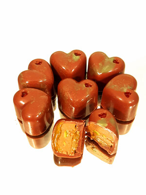 Coeurs lait praliné noisette et pistaches