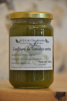 Confiture tomates vertes bocal 360 gr
