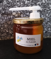 Miel de fleurs 500g avec pompe réutilisable