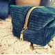 Trousse de toilette artisanal velours bleu - image 3